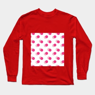 Geometric shapes, circles, balls, dotts, pink, red, molecules, geometry, polka, ornament, seamless,  repeat, Long Sleeve T-Shirt